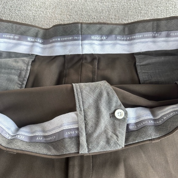 Haggar Men's Big & Tall Premium Comfort Flat Front Dress Pant - Brown - Picture 4 of 6